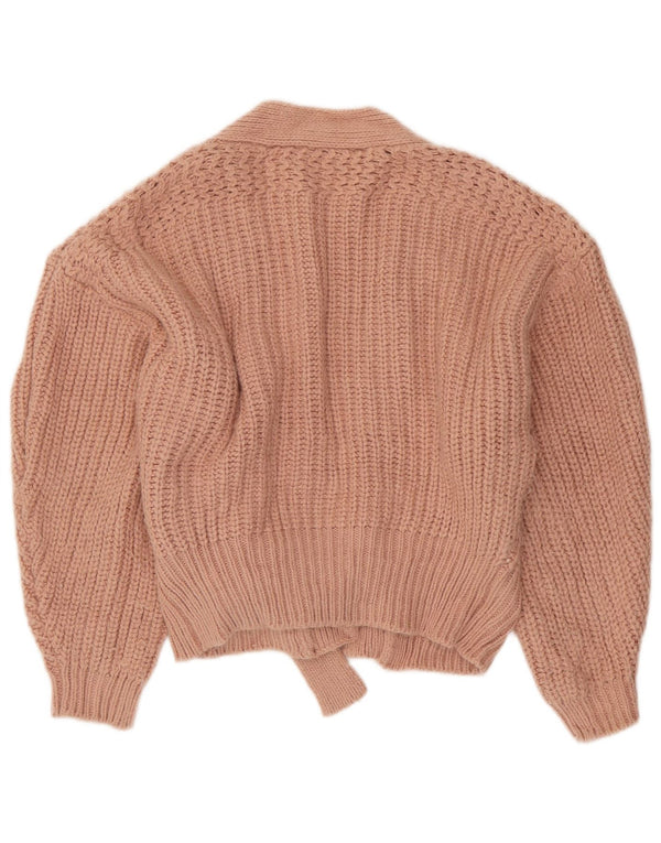 Zara Damen Crop Oversized Cardigan Pullover UK 10 Small Rosa Acryl