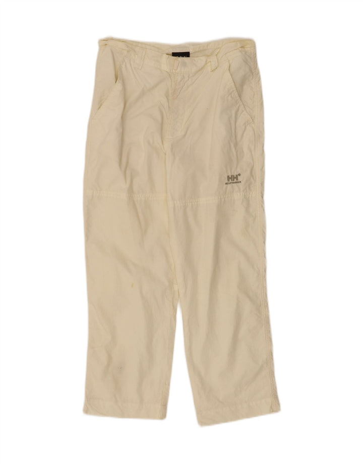 HELLY HANSEN Womens Straight Cropped Trousers Medium W28 L23 Yellow Cotton Vintage Helly Hansen and Second-Hand Helly Hansen from Messina Hembry 