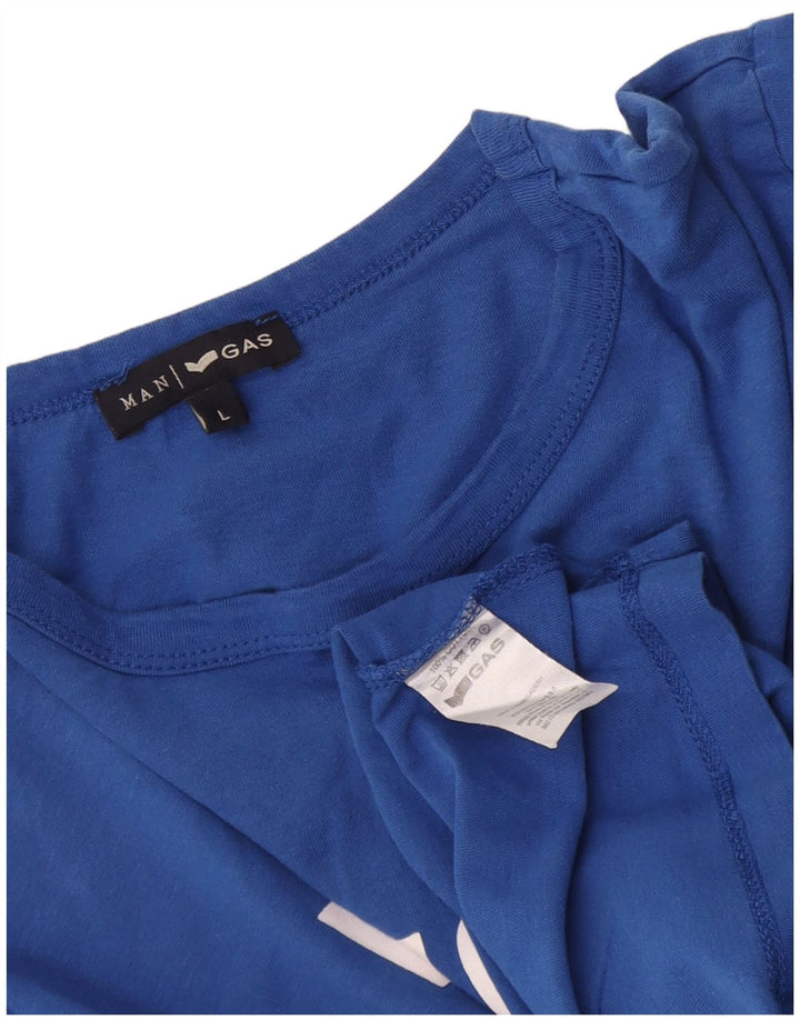 Gas Herren-T-Shirt mit Grafik, groß, aus blauer Baumwolle