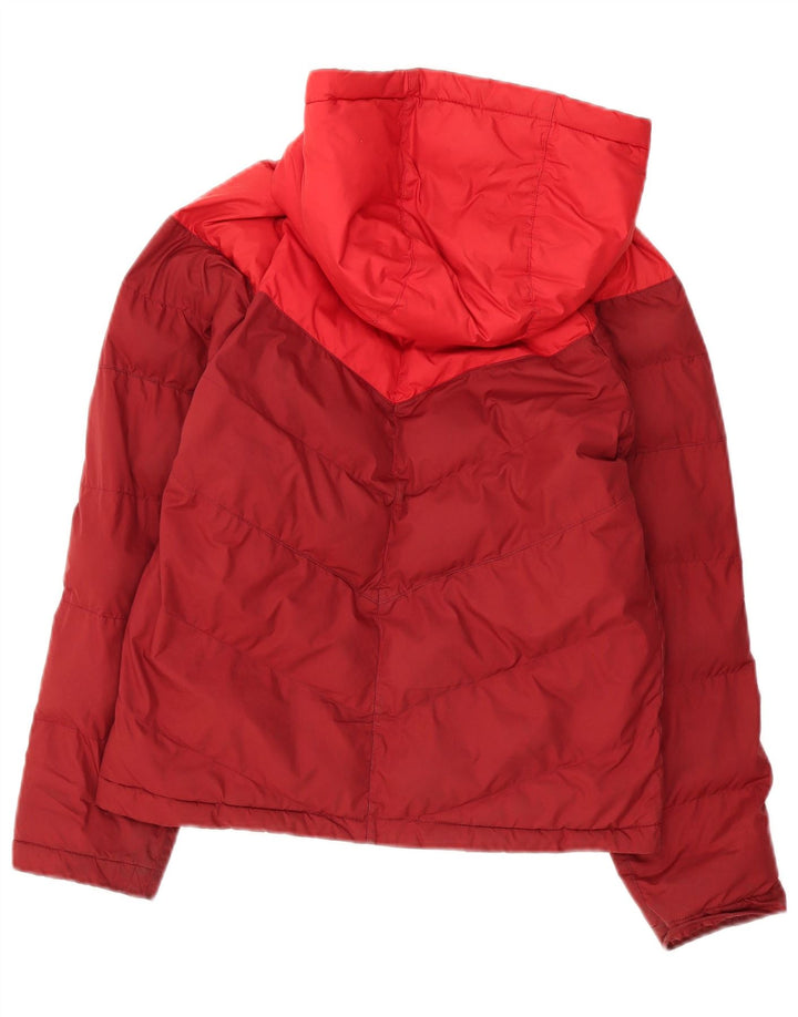 Nike Jungen-Jacke mit Kapuze, gepolstert, 12–13 Jahre, groß, rotes Farbblock-Polyester