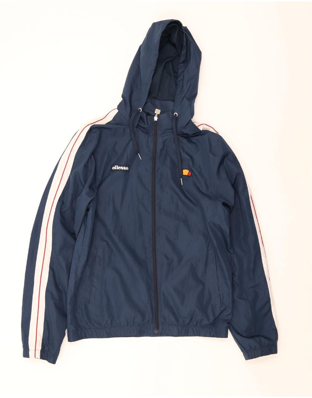 Ellesse Herren-Regenjacke mit Kapuze, UK 42, XL, blaues Farbblock-Polyester