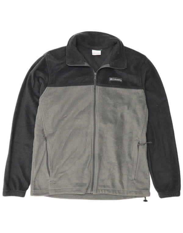 Columbia Herren-Fleecejacke, UK 40, großes graues Colourblock-Polyester