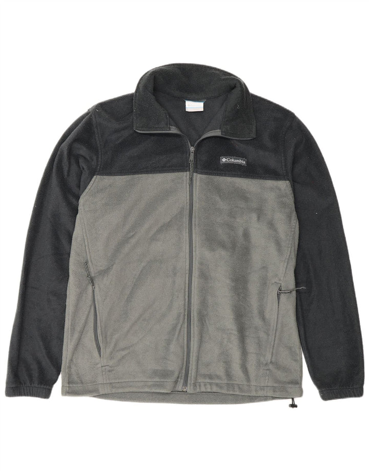 Columbia Herren-Fleecejacke, UK 40, großes graues Colourblock-Polyester