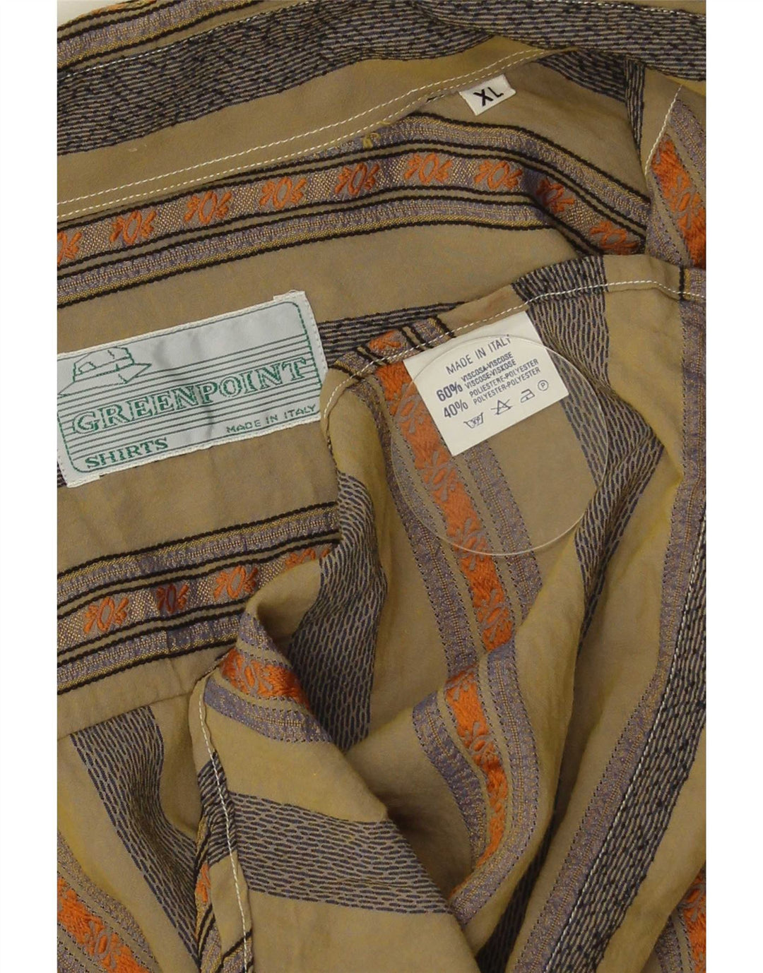 Vintage Herrenhemd XL Khaki gestreift Viskose