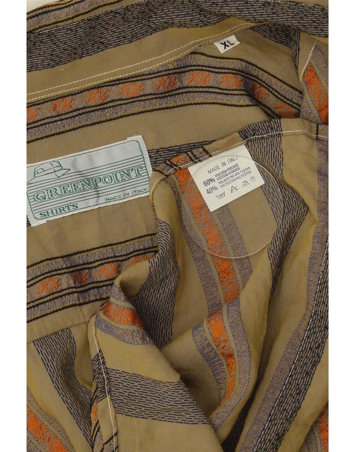 Vintage Herrenhemd XL Khaki gestreift Viskose