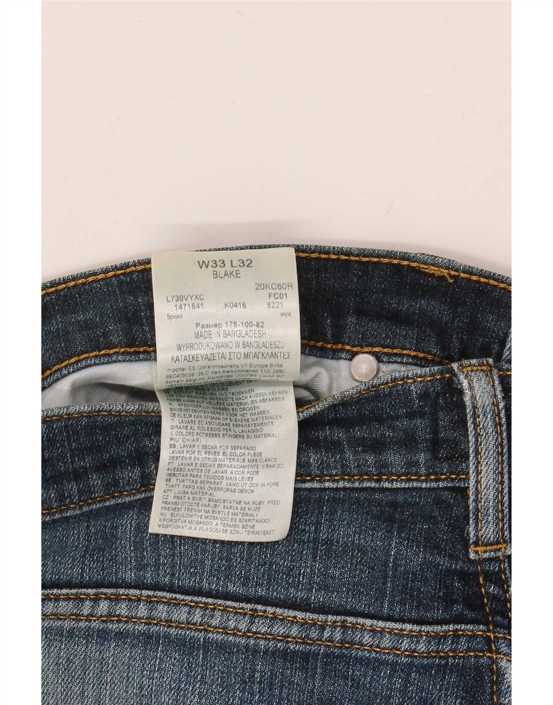 Lee Herren Blake Straight Jeans W33 L32 Blaue Baumwolle