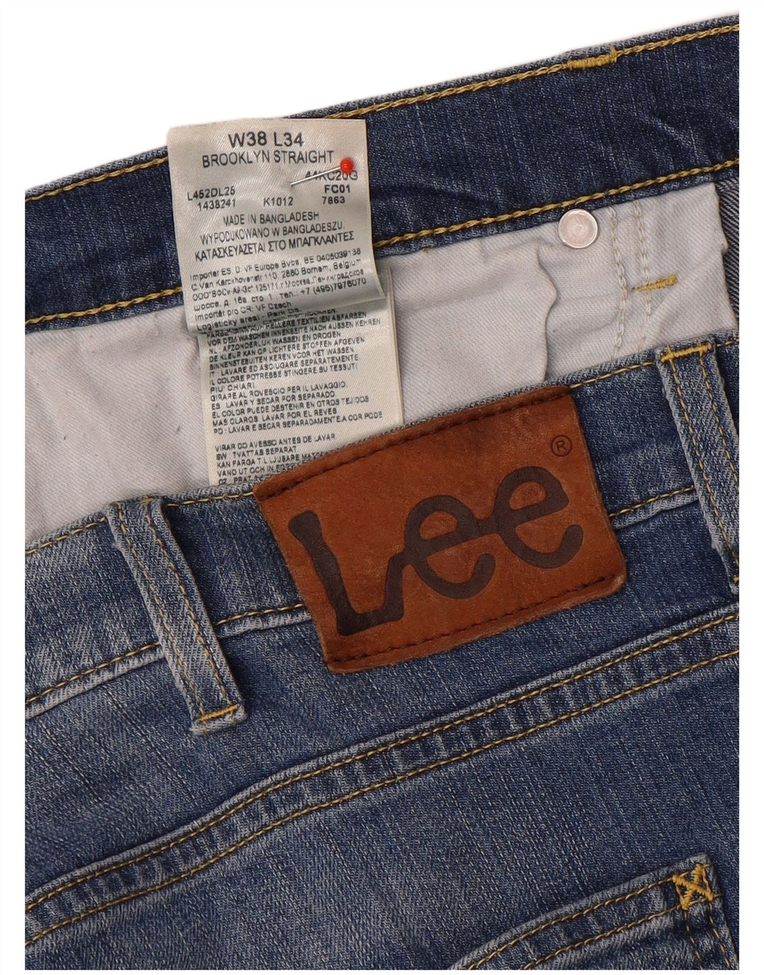 Lee Herren Brooklyn Straight Jeans W38 L29 Blaue Baumwolle