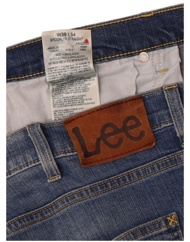 Lee Herren Brooklyn Straight Jeans W38 L29 Blaue Baumwolle