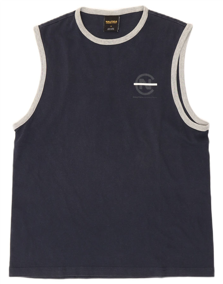 Nautica Herren-Weste mit Grafik, Größe S, marineblau, Baumwolle