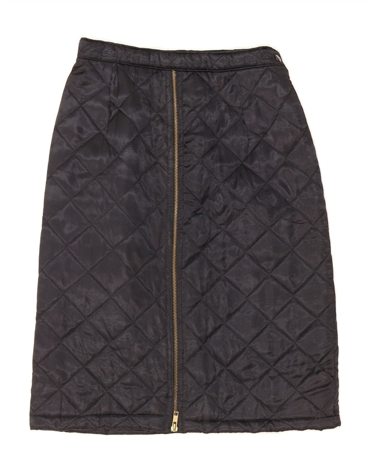 VINTAGE Womens Quilted Midi Skirt W26 Small Black Vintage Vintage and Second-Hand Vintage from Messina Hembry 