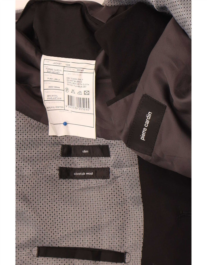Pierre Cardin Herren 2-Knopf-Slim-Blazerjacke UK 38 Mittelschwarze Wolle