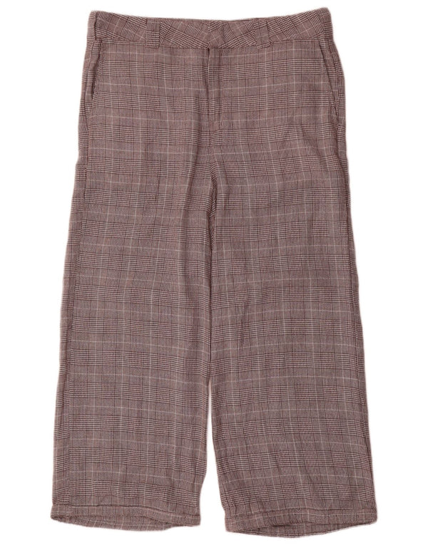 Dickies Damen-Hose mit entspannter Passform, kurz geschnitten, US 14, XL, W34, L26, braun kariert