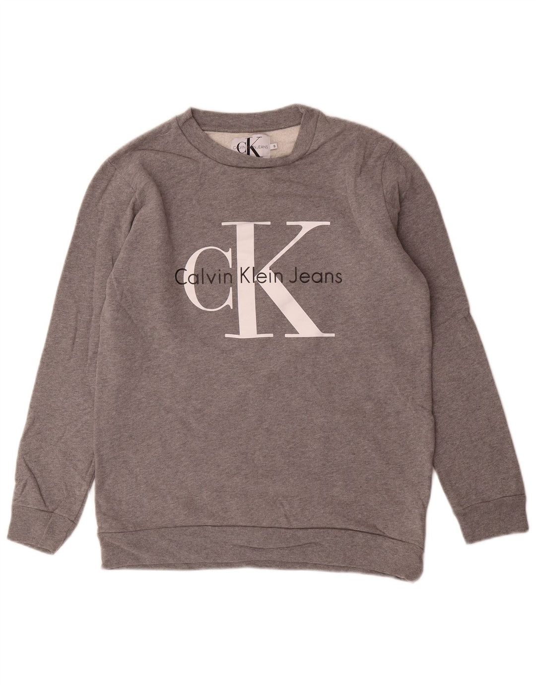 CALVIN KLEIN JEANS Herren-Sweatshirt mit Grafik, Größe S, graue Baumwolle