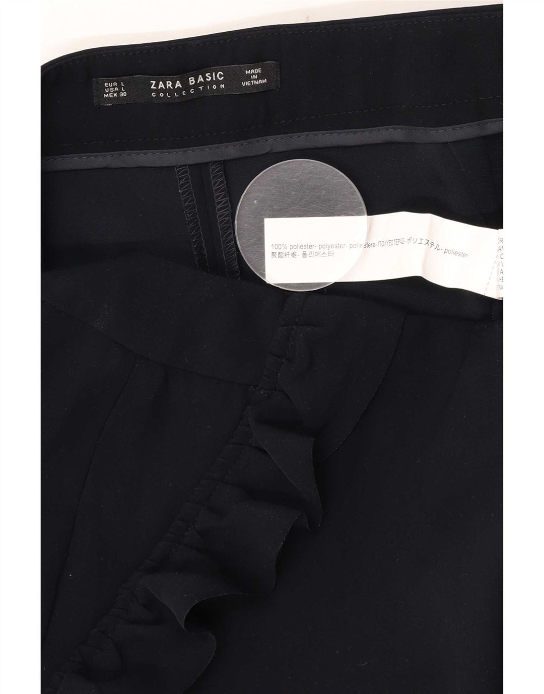 Zara Damen Tapered Cropped-Hose, Größe L, W30, L25, Marineblau, Polyester