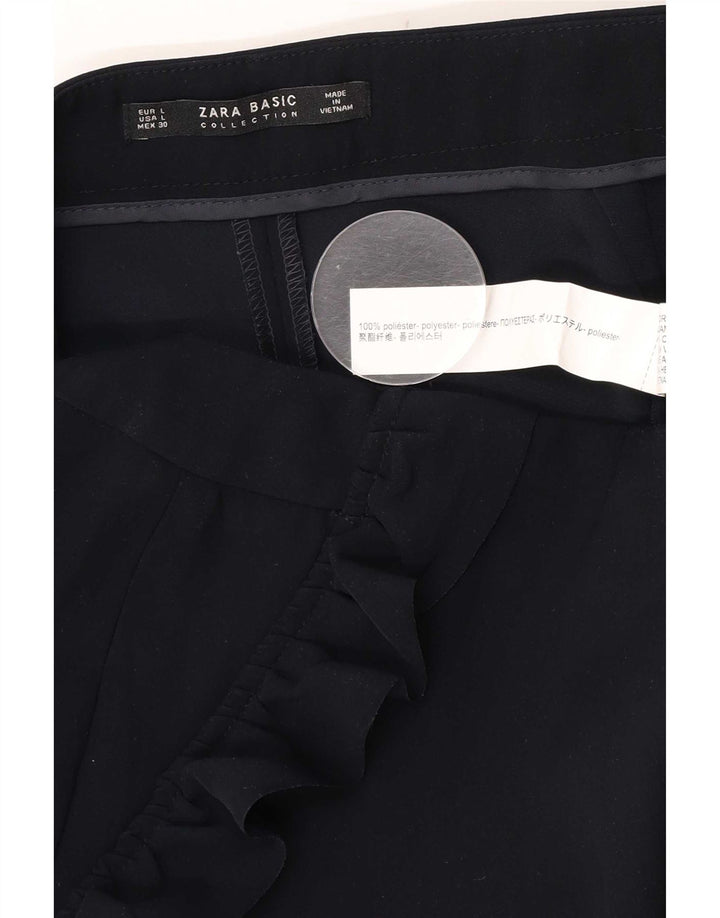 Zara Damen Tapered Cropped-Hose, Größe L, W30, L25, Marineblau, Polyester