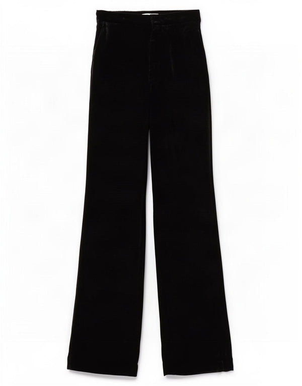 Zara Damen-Freizeithose aus Velours mit weitem Bein, XS, W24, L35, Schwarz, Polyester