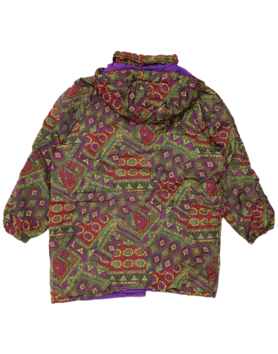 VINTAGE Wattierte Damenjacke mit Kapuze, UK 18 XL, mehrfarbig, geometrisch