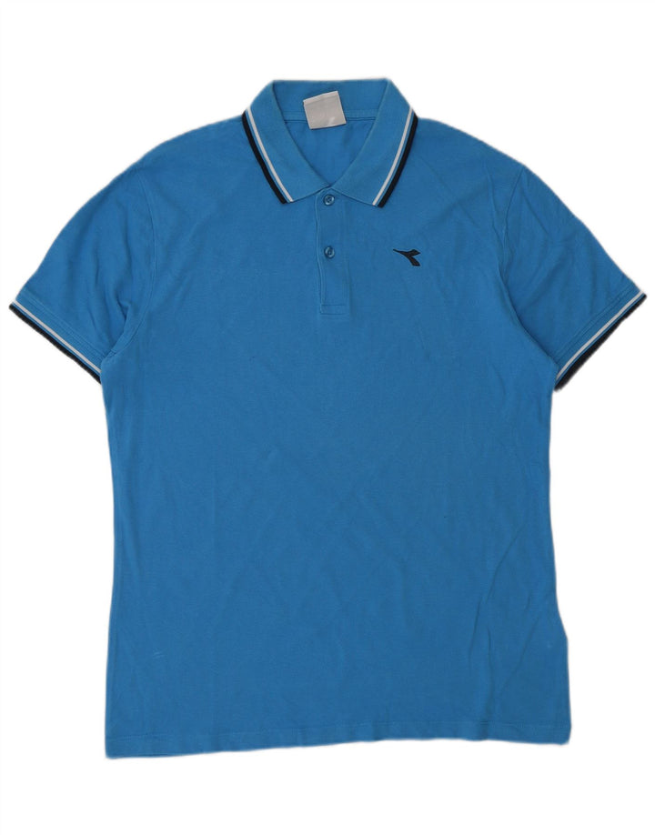Diadora Herren-Poloshirt aus mittelblauer Baumwolle