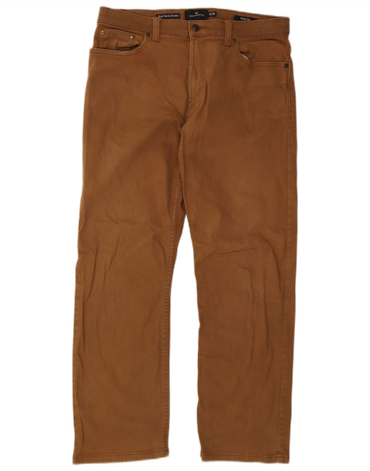 Marks & Spencer Herren Blue Harbor Straight Jeans W34 L29 Braune Baumwolle