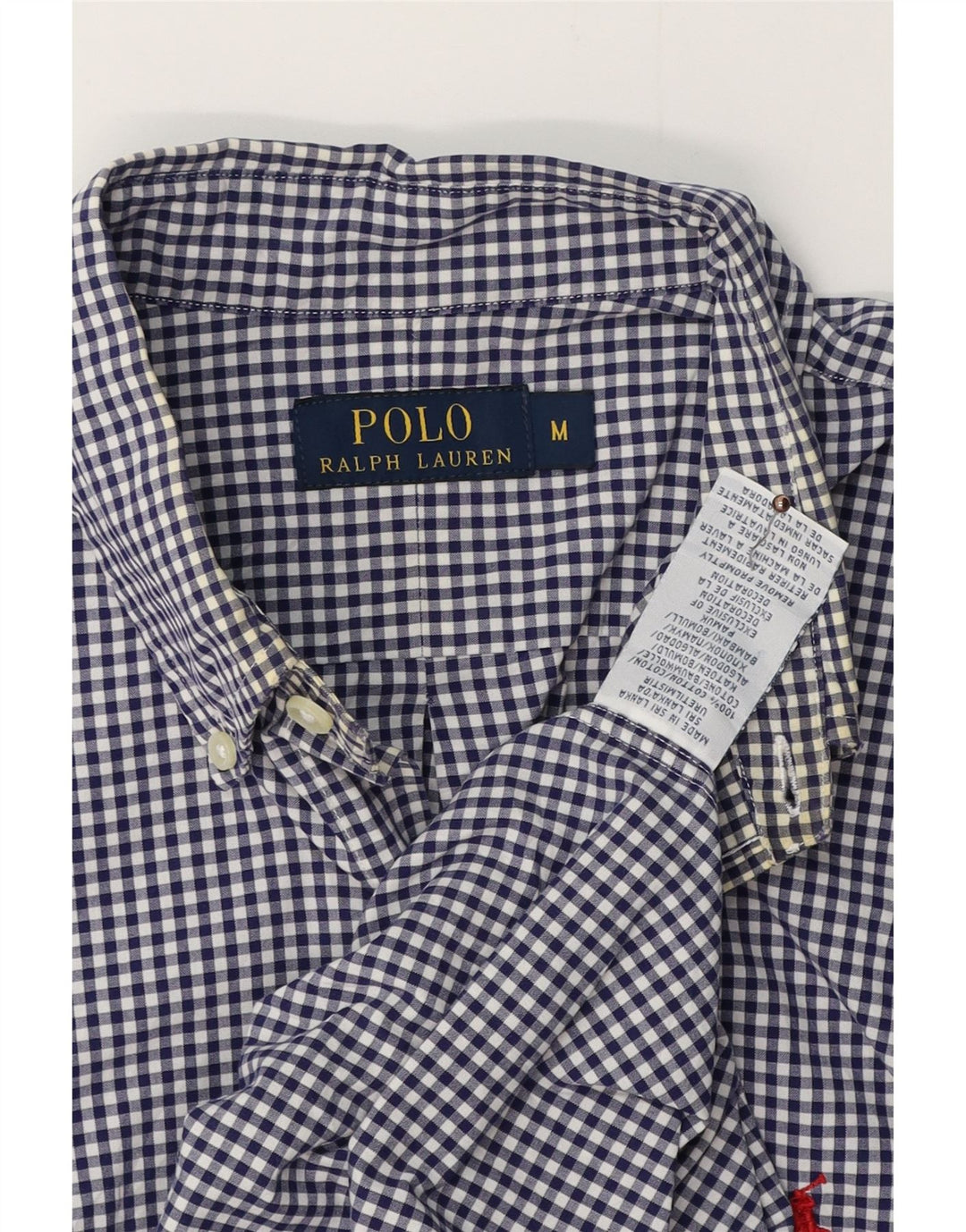 POLO RALPH LAUREN Herrenhemd aus mittelblauer Gingham-Baumwolle in Marineblau