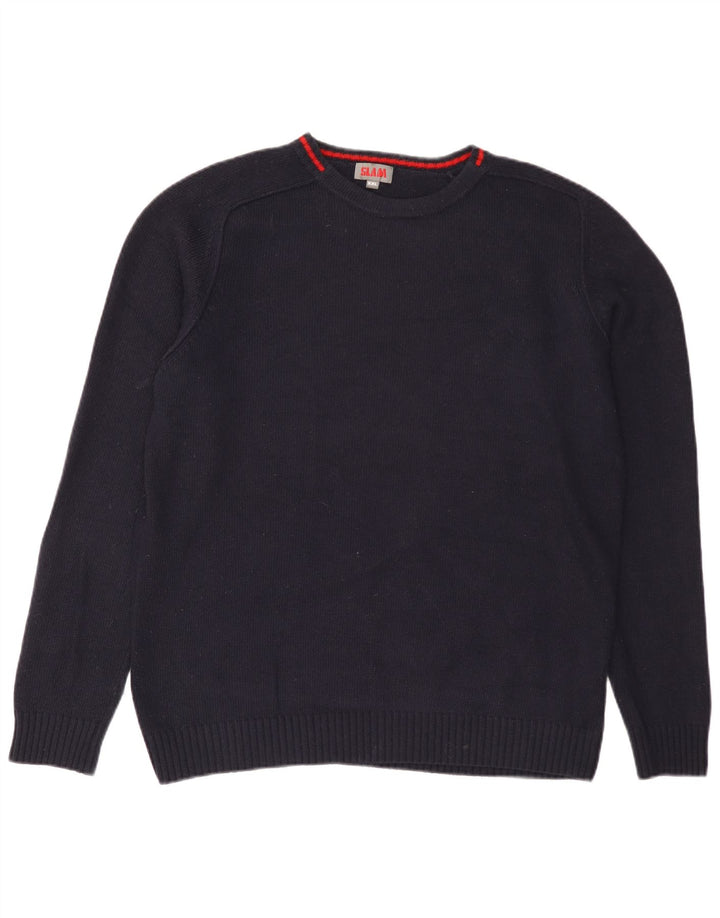 Slam Herren-Pullover mit U-Boot-Ausschnitt, 2XL, marineblaue Wolle