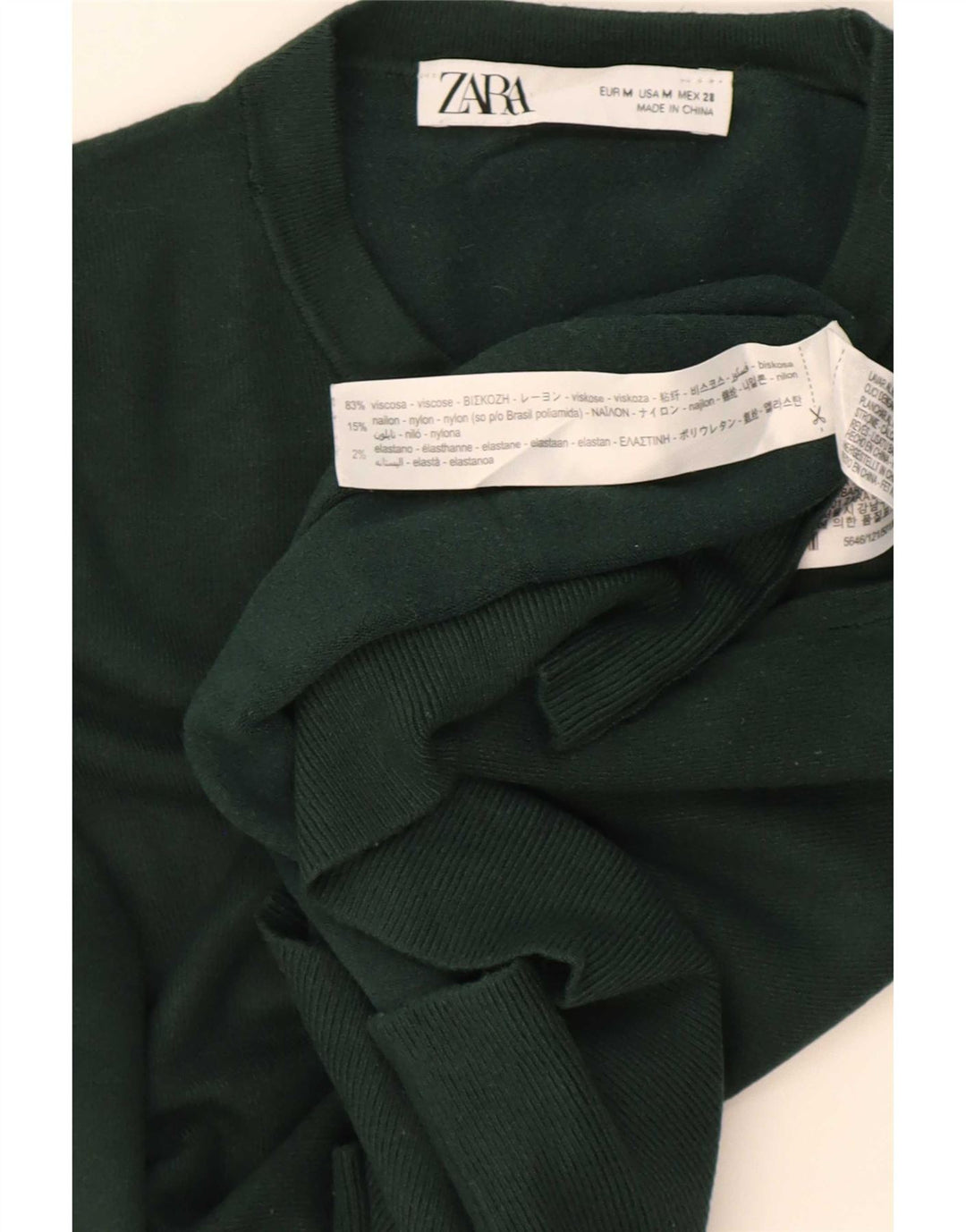 Zara Damen-Pullover mit Rundhalsausschnitt, UK 12, mittelgrüne Viskose