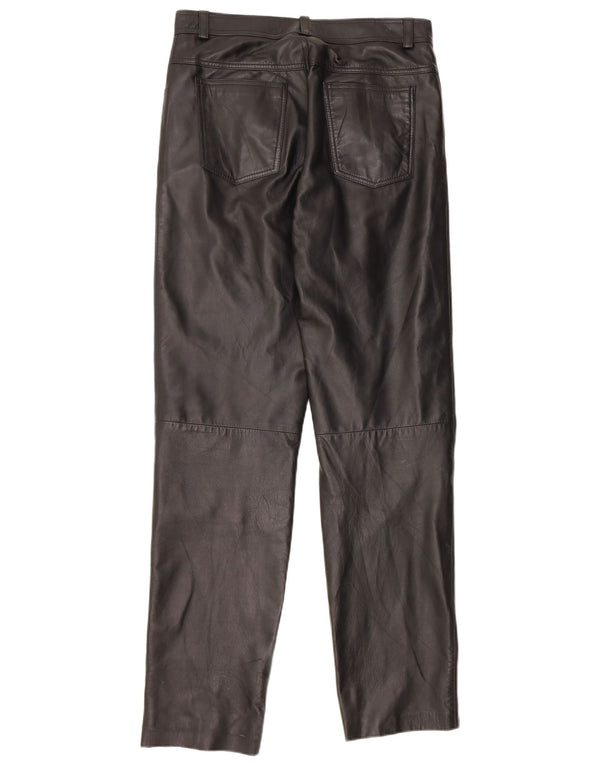 Vintage Herren gerade Lederhose UK 34 XS W30 L33 Schwarz