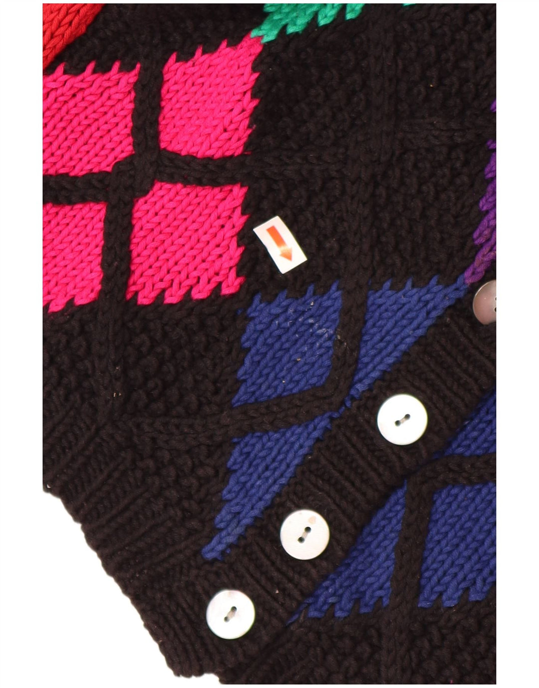 HOBBS Damen Crop Cardigan Pullover UK 8 Small Schwarz Argyle/Diamant Baumwolle