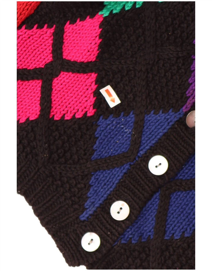 HOBBS Damen Crop Cardigan Pullover UK 8 Small Schwarz Argyle/Diamant Baumwolle