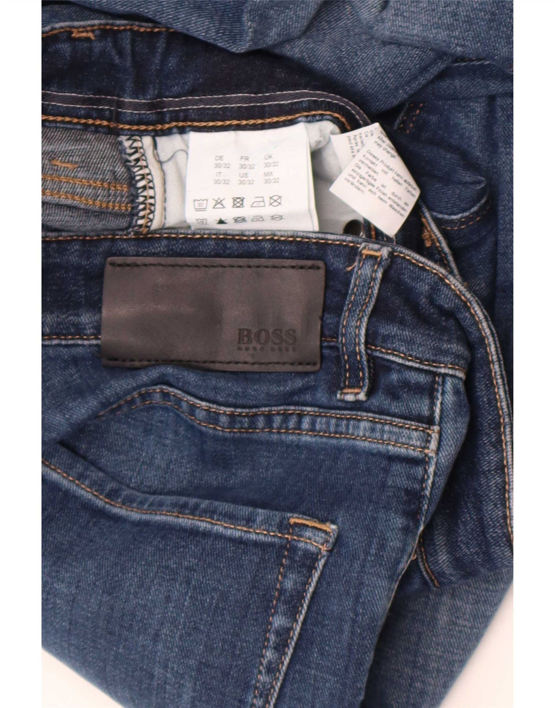 Hugo Boss Herren Straight Jeans W30 L32 Blaue Baumwolle