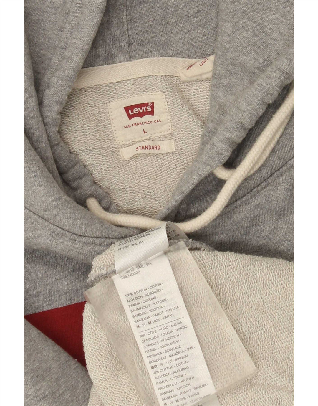 Levi's Herren-Kapuzenpullover mit Standard-Grafik, Größe L, aus grauer Baumwolle