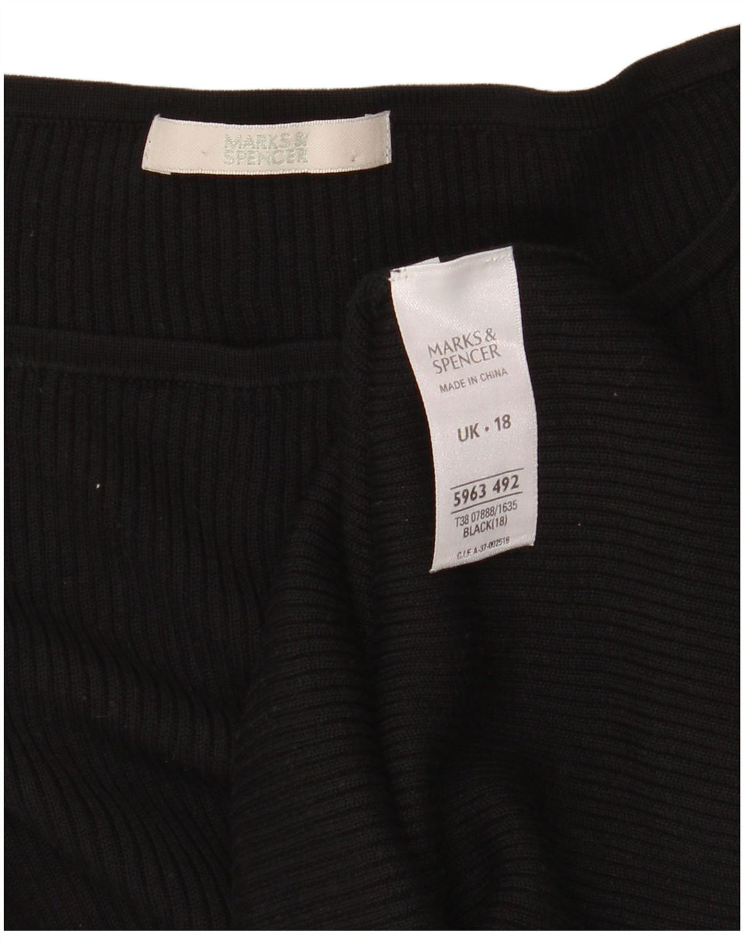 Marks & Spencer Damen Top 3/4 Ärmel UK 18 XL Schwarze Seide