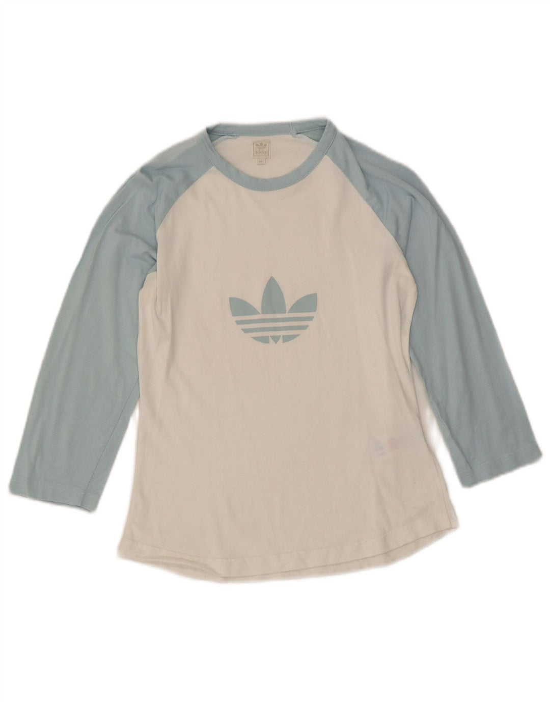 Adidas Damen Grafik-Top mit 3/4-Ärmeln, IT 44, Mittelweiß, Colourblock-Baumwolle