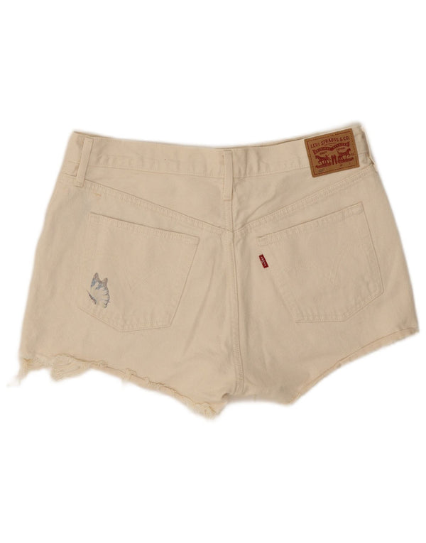 Levi's Damen 501 High Rise Denim Shorts W31 Medium Off White Butterfly