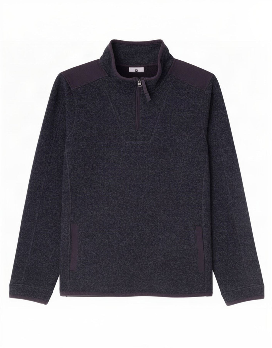 Fat Face Herren-Sweatshirt mit Reißverschluss am Hals, großes marineblau meliertes Polyester
