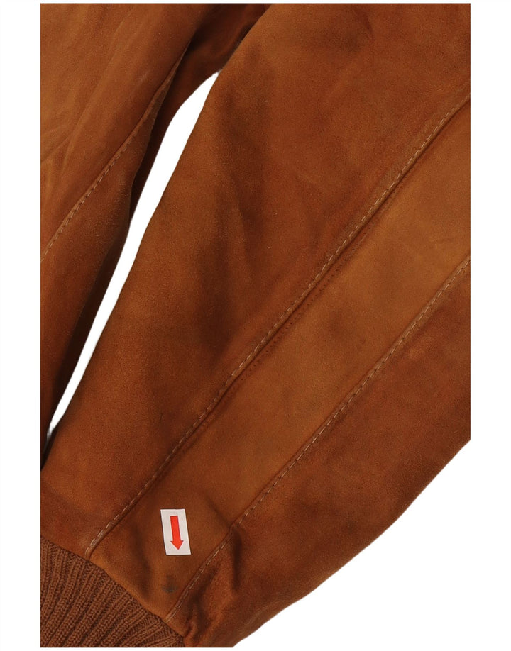 Vintage Damen Wildleder Bomberjacke UK 10 Small Brown