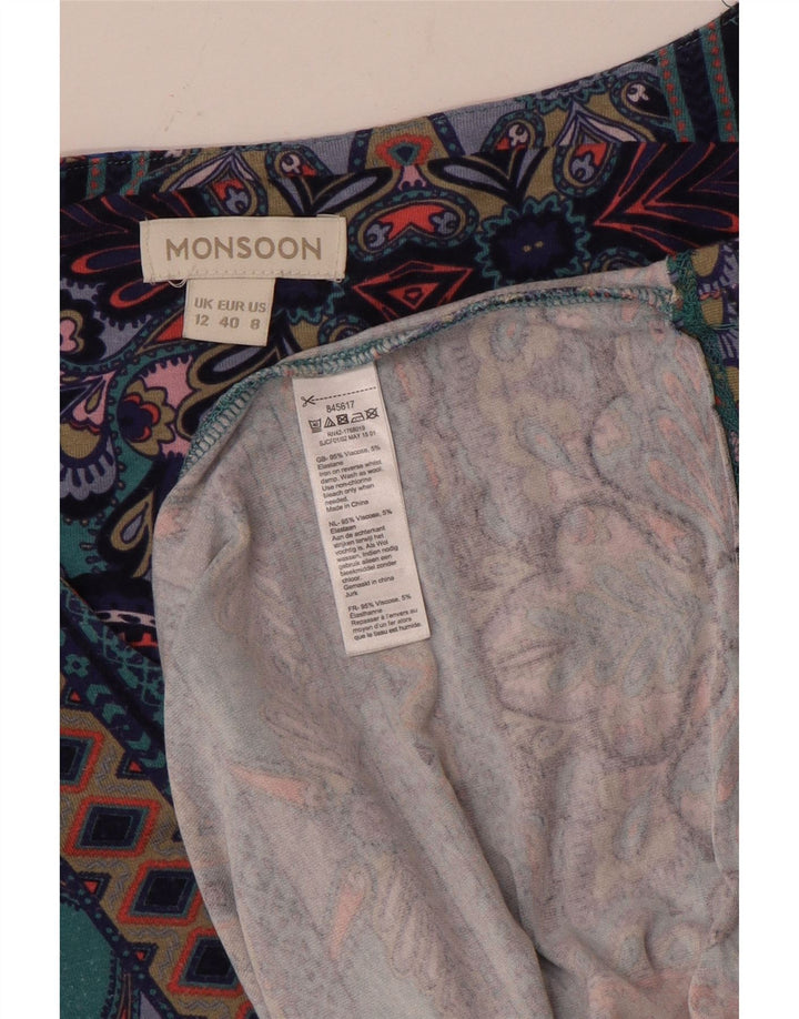 MONSOON Damen-Etuikleid mit langen Ärmeln, Größe M, mehrfarbig, Paisleymuster