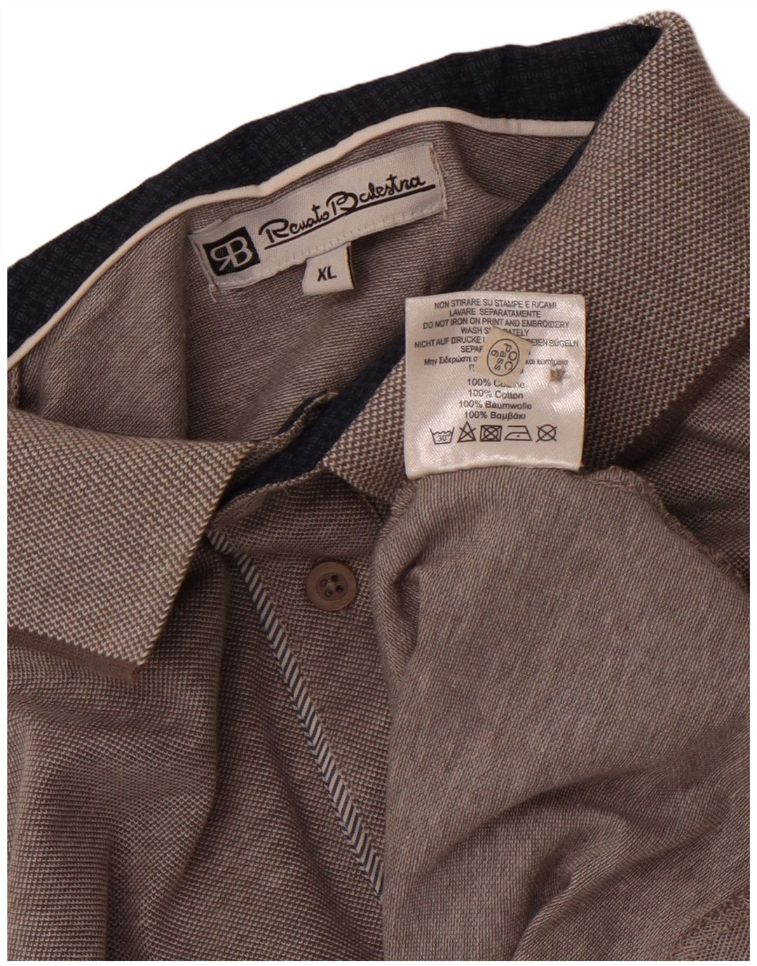 RENATO BALESTRA Herren Poloshirt XL Grau meliert Baumwolle