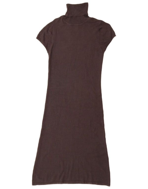 Zara Damen Rollkragenpulloverkleid mit kurzen Ärmeln, UK 14, mittelgraues Viskose