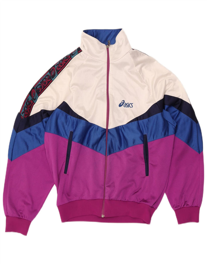 Asics Herren-Trainingsanzug mit Grafik, klein, rosa, Farbblock-Polyamid-Retro