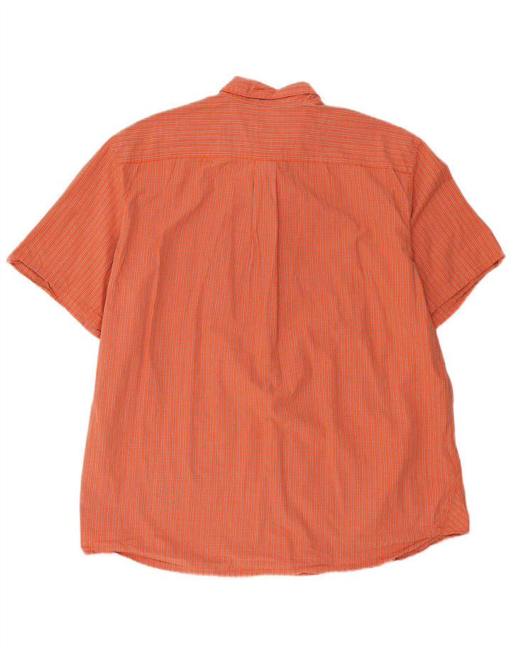 EDDIE BAUER Herren Kurzarmhemd XL Orange Karo Baumwolle