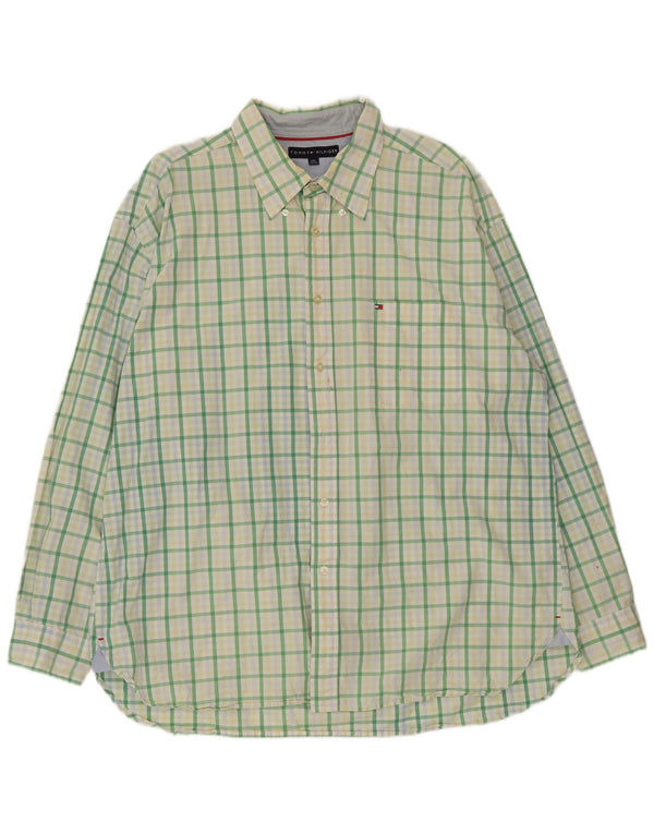 Tommy Hilfiger Herrenhemd 2XL grün kariert Baumwolle