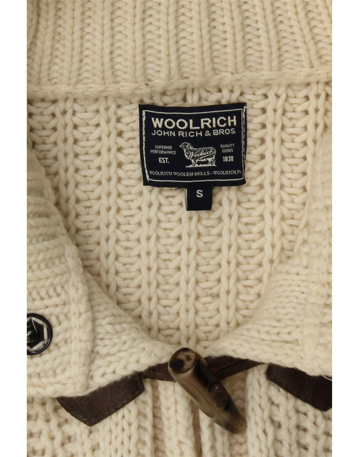 WOOLRICH Damen-Strickjacke in Übergröße, lang geschnitten, Gr. 10, Größe S, gebrochenes Weiß