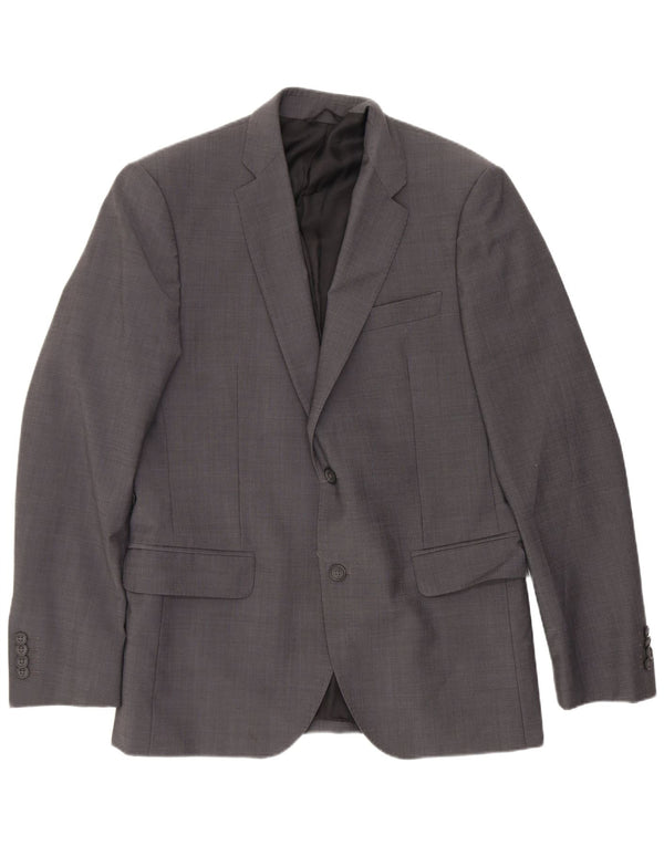 Calvin Klein Herren 2-Knopf-Blazerjacke IT 46 Small Graues Polyester