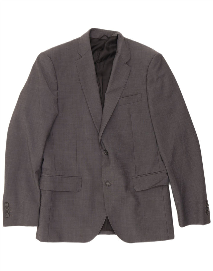 Calvin Klein Herren 2-Knopf-Blazerjacke IT 46 Small Graues Polyester