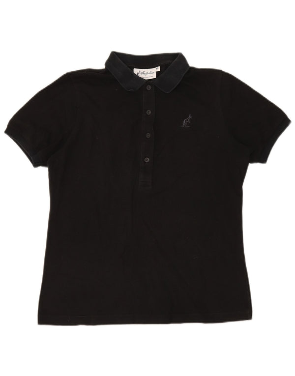 AUSTRALIAN L'ALPINA Damen Poloshirt UK 14 Mittelschwarze Baumwolle