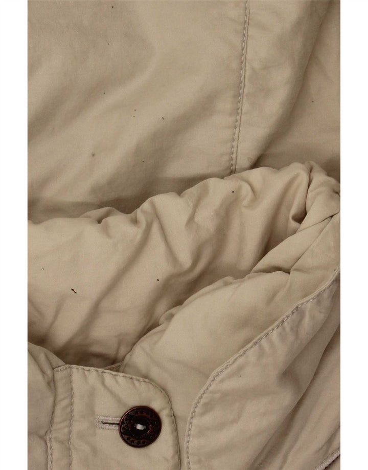 Vintage Damen Kapuzen-Overall-Windbreaker-Mantel EU 44 XL Beige Polyamid