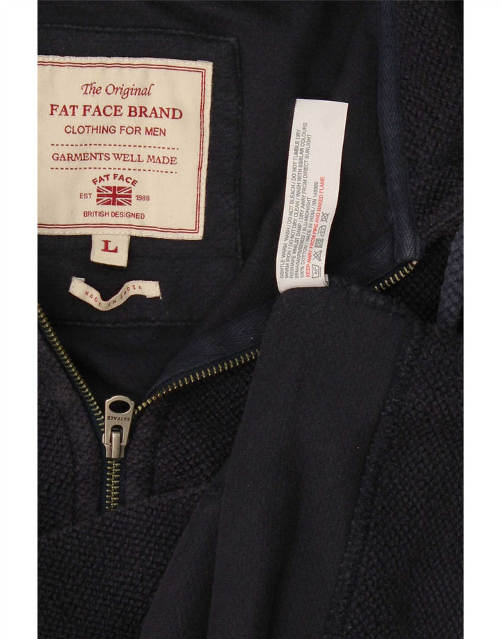 Fat Face Herren-Kapuzenpullover mit Reißverschluss, groß, marineblau, Baumwolle
