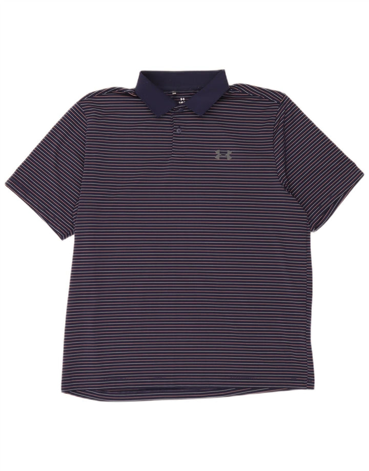 Under Armour Herren-Poloshirt, großes marineblaues Nadelstreifen-Polyester