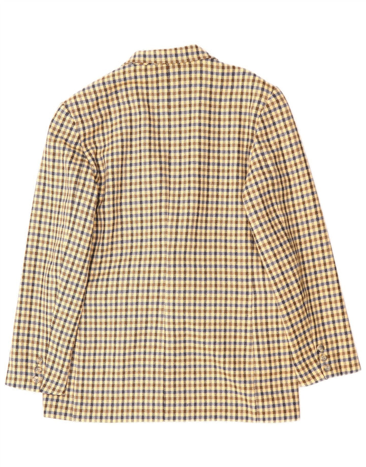ALBA FORNARI Lang geschnittene Damen-Blazerjacke, UK 14, mittelbeigefarbenes Gingham